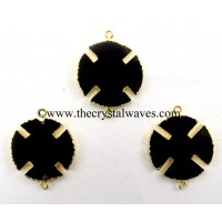 Black Onyx Viking's Cross Gold Electroplated Connector / Pendant